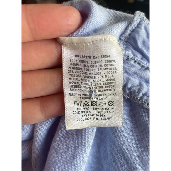 Moth Long Sleeve Eyelet Hem Tunic Top Round Neck Casual Button Modal Blue S/P - Picture 8 of 9